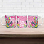 Pink Robin Aboriginal Inspired Ceramic Mug - Aussie Hoodie