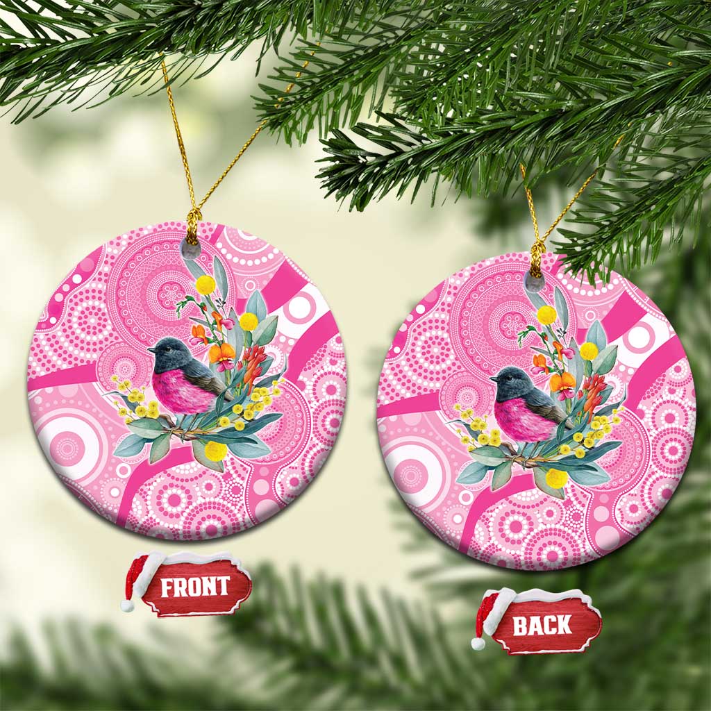 Pink Robin Aboriginal Inspired Ceramic Ornament - Aussie Hoodie