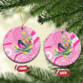 Pink Robin Aboriginal Inspired Ceramic Ornament - Aussie Hoodie