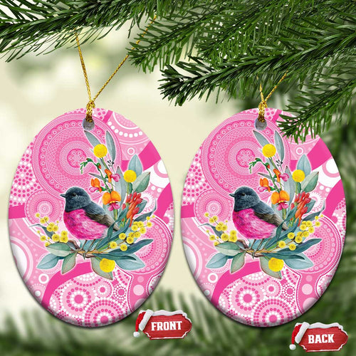 Pink Robin Aboriginal Inspired Ceramic Ornament - Aussie Hoodie
