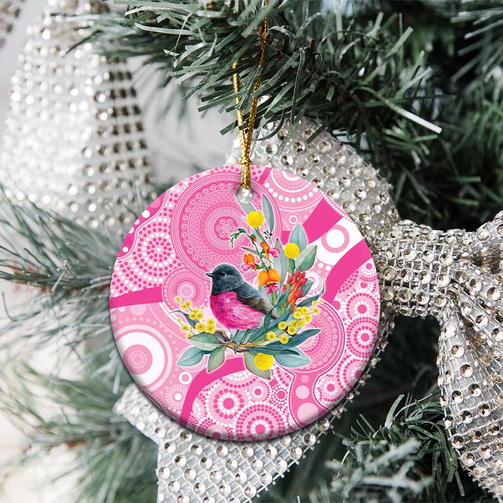 Pink Robin Aboriginal Inspired Ceramic Ornament - Aussie Hoodie
