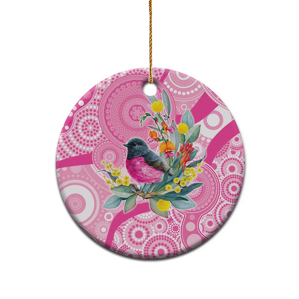 Pink Robin Aboriginal Inspired Ceramic Ornament - Aussie Hoodie