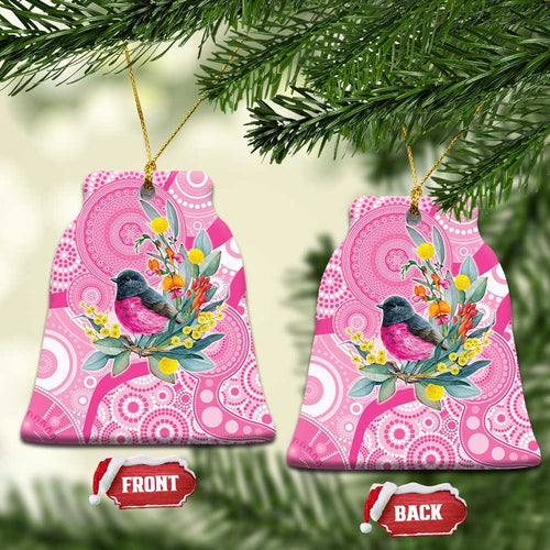 Pink Robin Aboriginal Inspired Ceramic Ornament - Aussie Hoodie