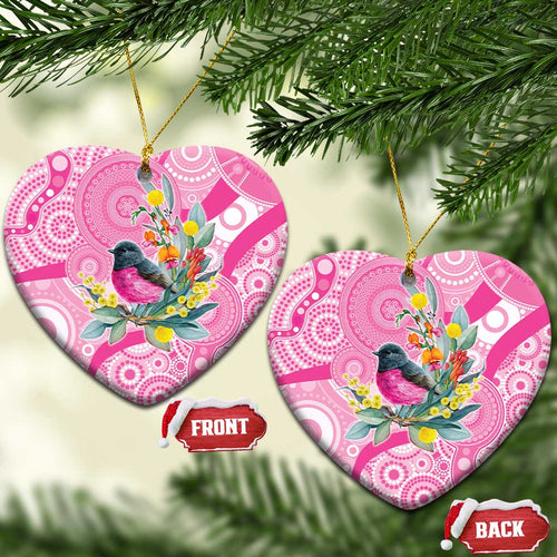Pink Robin Aboriginal Inspired Ceramic Ornament - Aussie Hoodie