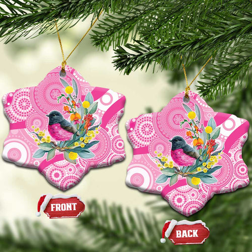 Pink Robin Aboriginal Inspired Ceramic Ornament - Aussie Hoodie