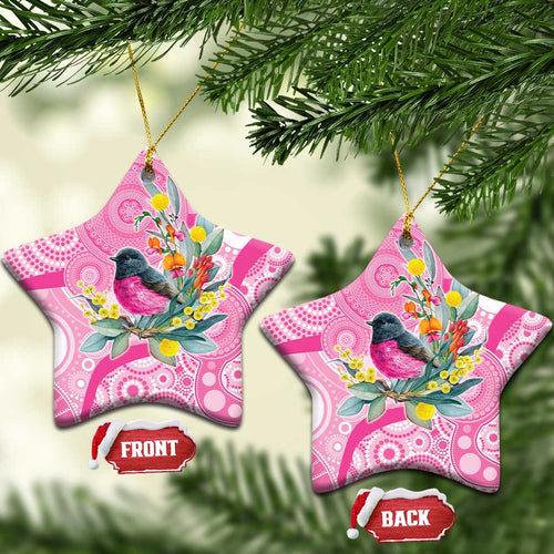 Pink Robin Aboriginal Inspired Ceramic Ornament - Aussie Hoodie