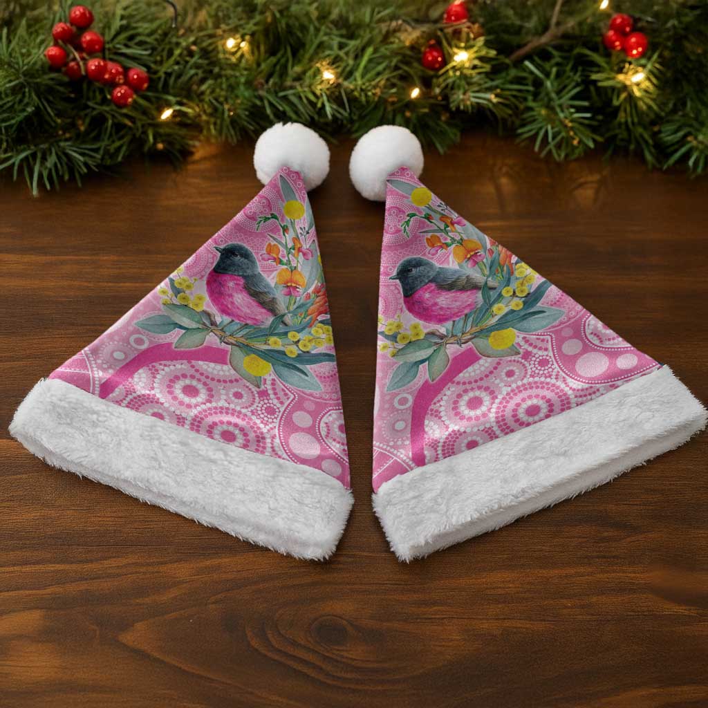 Pink Robin Aboriginal Inspired Christmas Santa Hat - Aussie Hoodie