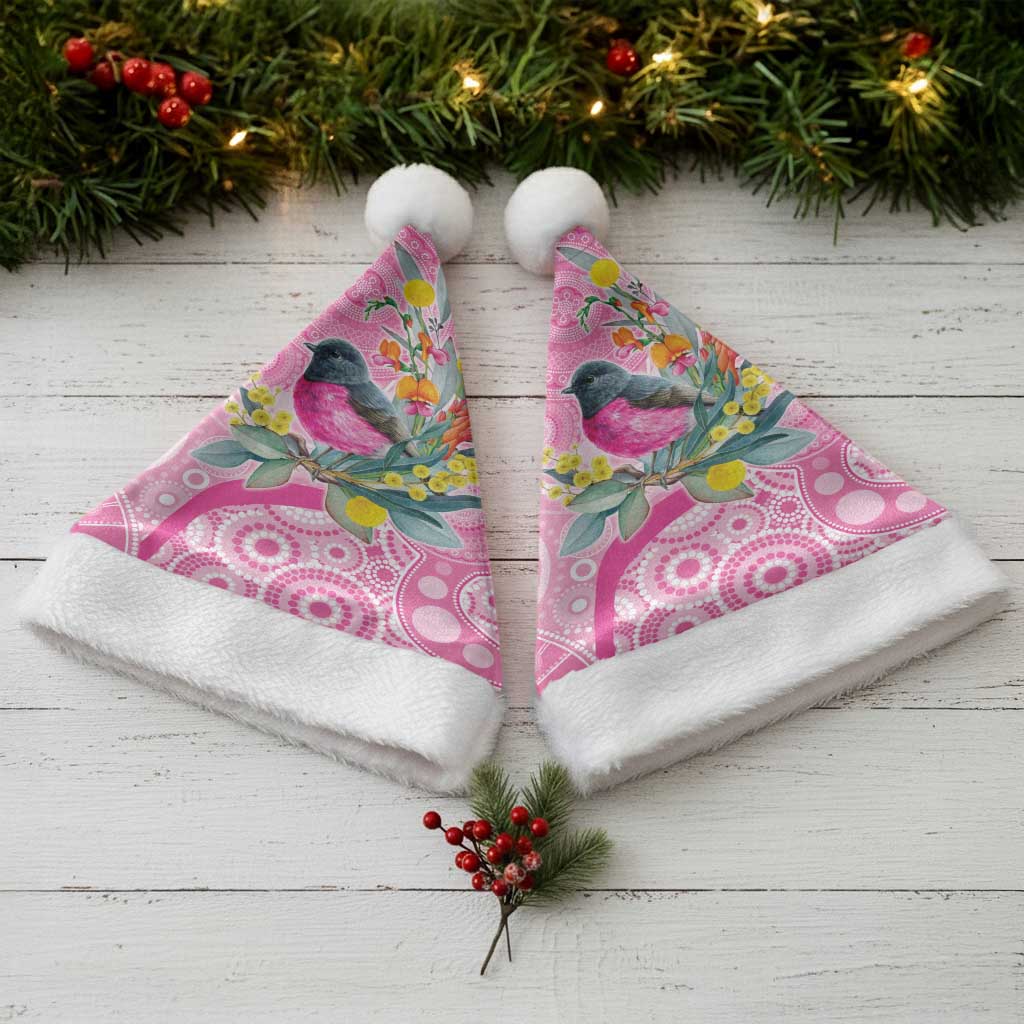 Pink Robin Aboriginal Inspired Christmas Santa Hat - Aussie Hoodie