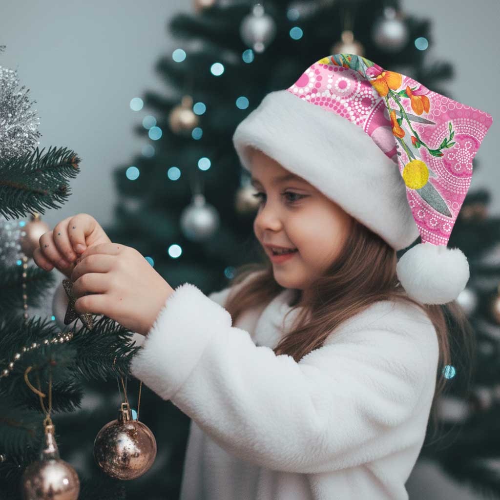 Pink Robin Aboriginal Inspired Christmas Santa Hat - Aussie Hoodie
