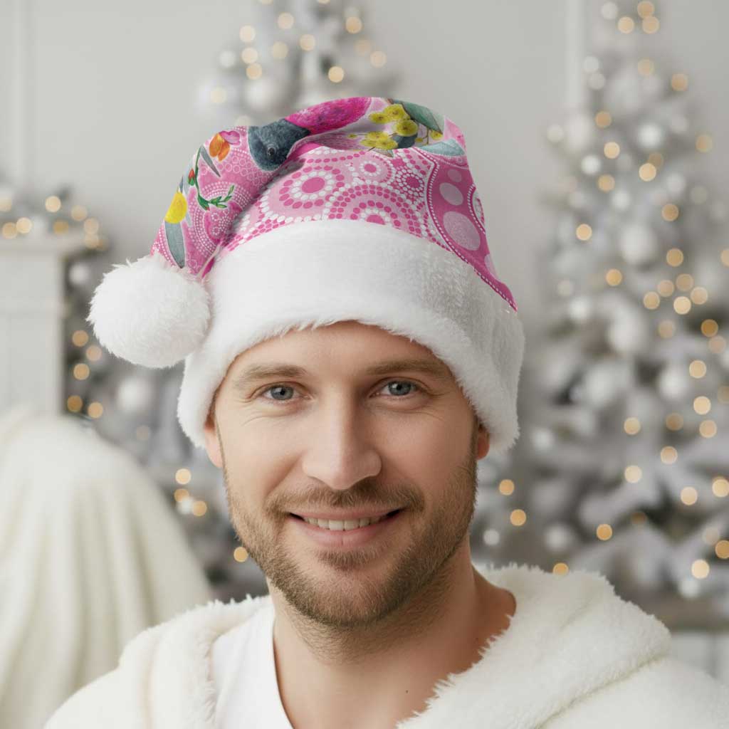 Pink Robin Aboriginal Inspired Christmas Santa Hat - Aussie Hoodie