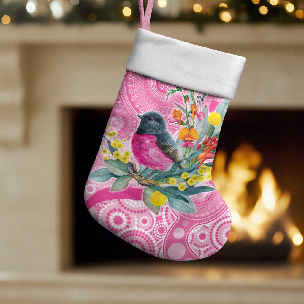 Pink Robin Aboriginal Inspired Christmas Stocking - Aussie Hoodie