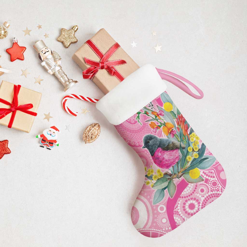 Pink Robin Aboriginal Inspired Christmas Stocking - Aussie Hoodie