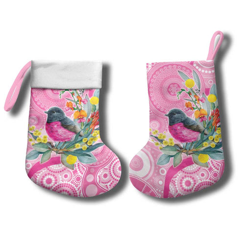 Pink Robin Aboriginal Inspired Christmas Stocking - Aussie Hoodie