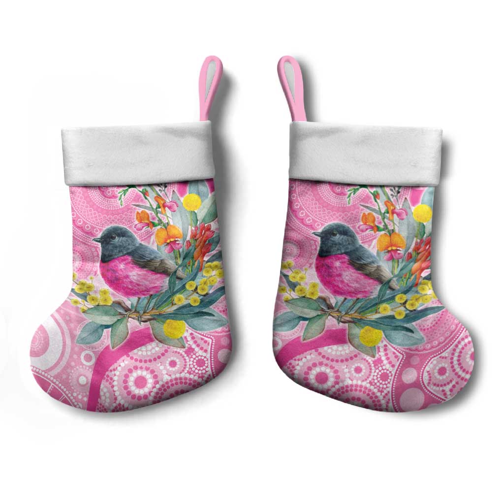 Pink Robin Aboriginal Inspired Christmas Stocking - Aussie Hoodie