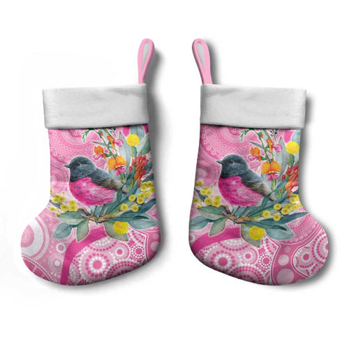 Pink Robin Aboriginal Inspired Christmas Stocking - Aussie Hoodie