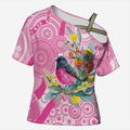 Pink Robin Aboriginal Inspired Cross Shoulder Shirt - Aussie Hoodie