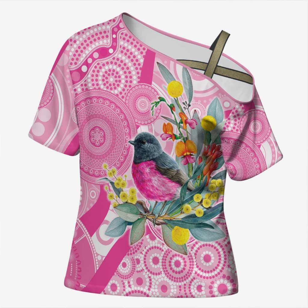 Pink Robin Aboriginal Inspired Cross Shoulder Shirt - Aussie Hoodie