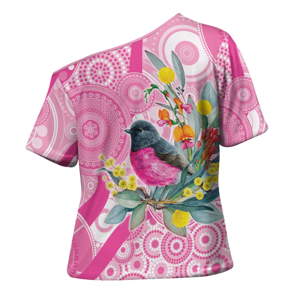 Pink Robin Aboriginal Inspired Cross Shoulder Shirt - Aussie Hoodie