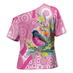 Pink Robin Aboriginal Inspired Cross Shoulder Shirt - Aussie Hoodie