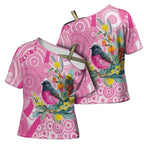 Pink Robin Aboriginal Inspired Cross Shoulder Shirt - Aussie Hoodie