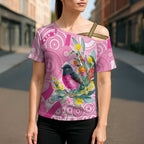 Pink Robin Aboriginal Inspired Cross Shoulder Shirt - Aussie Hoodie