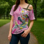 Pink Robin Aboriginal Inspired Cross Shoulder Shirt - Aussie Hoodie