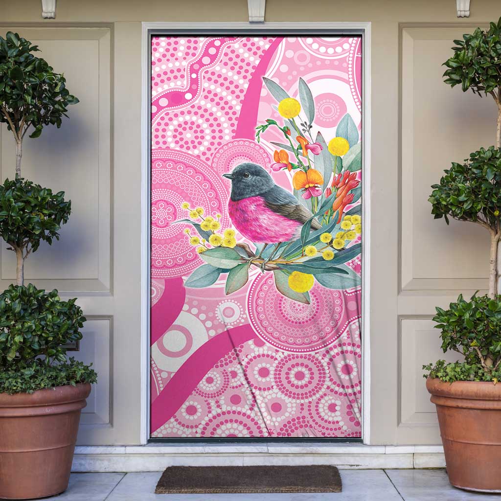 Pink Robin Aboriginal Inspired Door Cover - Aussie Hoodie