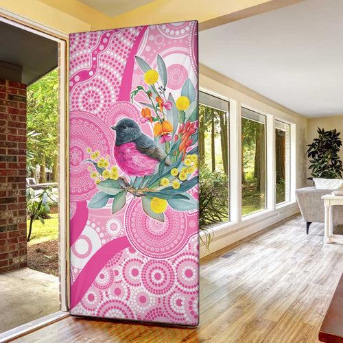 Pink Robin Aboriginal Inspired Door Cover - Aussie Hoodie