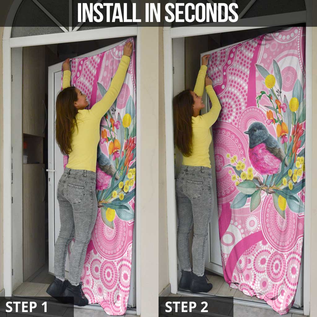 Pink Robin Aboriginal Inspired Door Cover - Aussie Hoodie