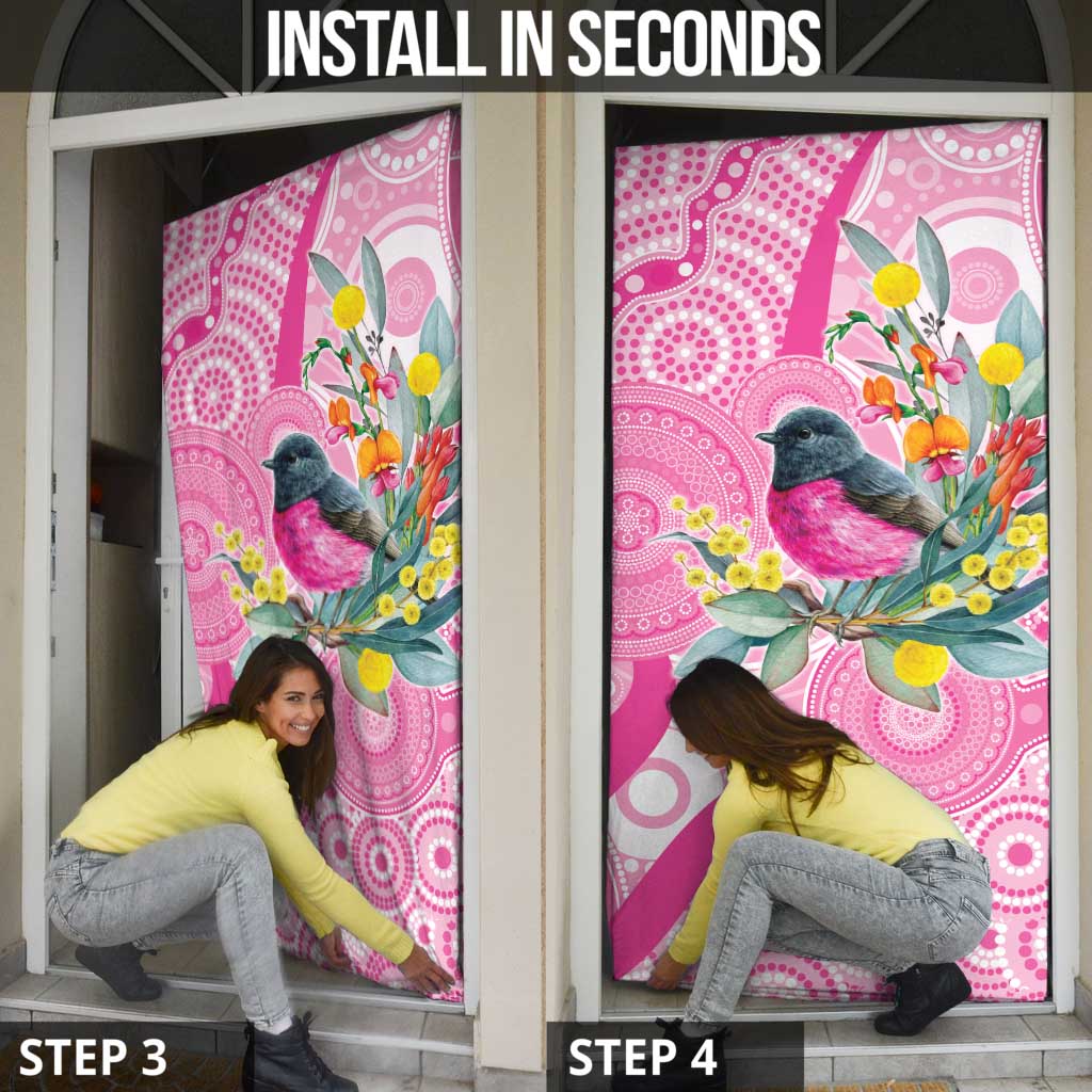 Pink Robin Aboriginal Inspired Door Cover - Aussie Hoodie
