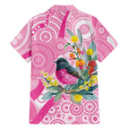 Pink Robin Aboriginal Inspired Family Matching Long Sleeve Bodycon Dress and Hawaiian Shirt - Aussie Hoodie