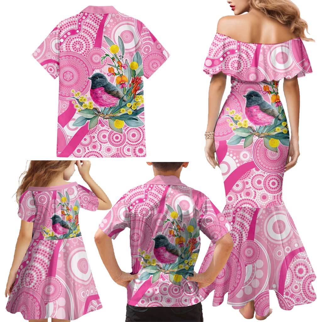 Pink Robin Aboriginal Inspired Family Matching Mermaid Dress and Hawaiian Shirt - Aussie Hoodie