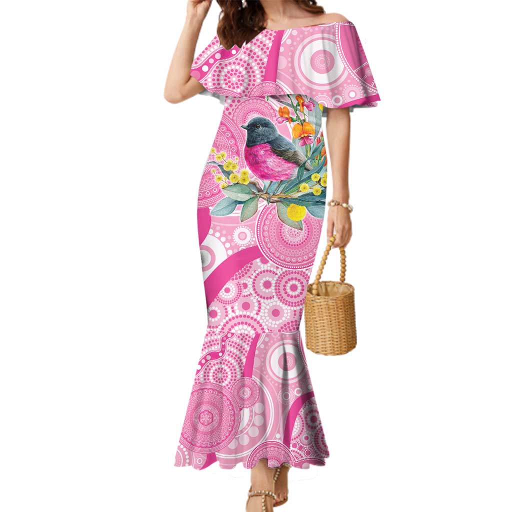 Pink Robin Aboriginal Inspired Family Matching Mermaid Dress and Hawaiian Shirt - Aussie Hoodie