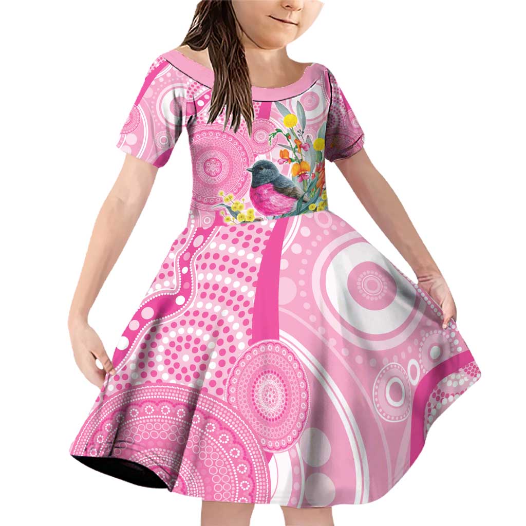 Pink Robin Aboriginal Inspired Family Matching Off Shoulder Short Dress and Hawaiian Shirt - Aussie Hoodie