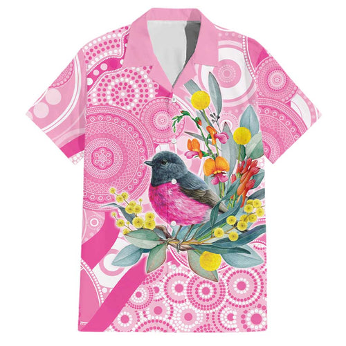 Pink Robin Aboriginal Inspired Family Matching Off Shoulder Short Dress and Hawaiian Shirt - Aussie Hoodie
