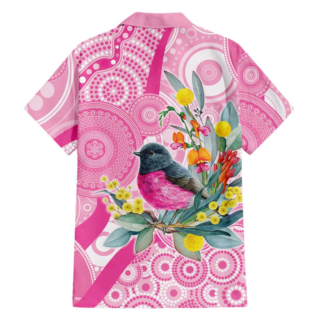 Pink Robin Aboriginal Inspired Family Matching Off Shoulder Short Dress and Hawaiian Shirt - Aussie Hoodie