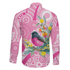 Pink Robin Aboriginal Inspired Family Matching Off Shoulder Short Dress and Hawaiian Shirt - Aussie Hoodie