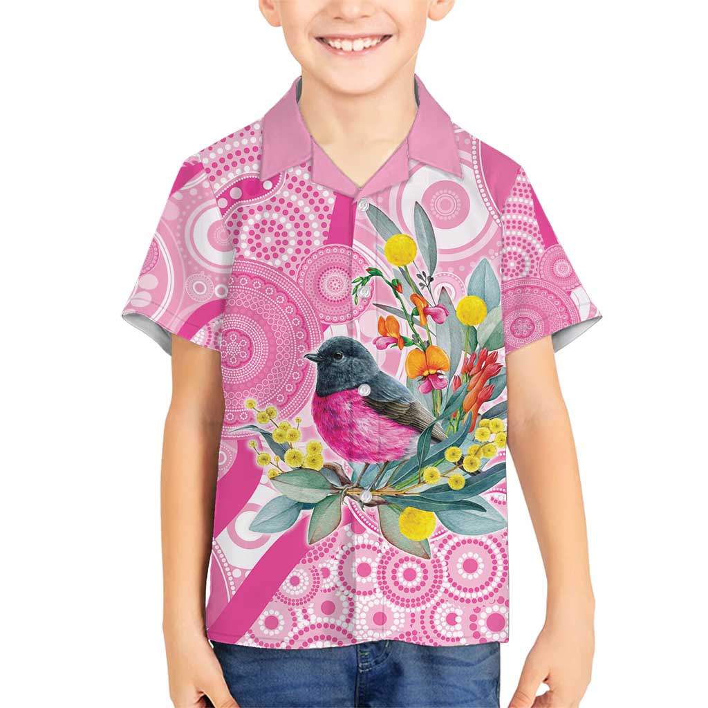 Pink Robin Aboriginal Inspired Family Matching Off Shoulder Short Dress and Hawaiian Shirt - Aussie Hoodie