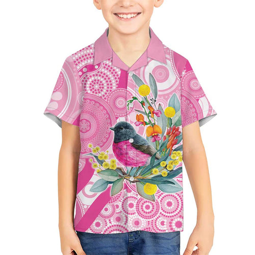 Pink Robin Aboriginal Inspired Family Matching Off Shoulder Short Dress and Hawaiian Shirt - Aussie Hoodie
