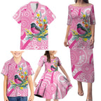 Pink Robin Aboriginal Inspired Family Matching Puletasi and Hawaiian Shirt - Aussie Hoodie