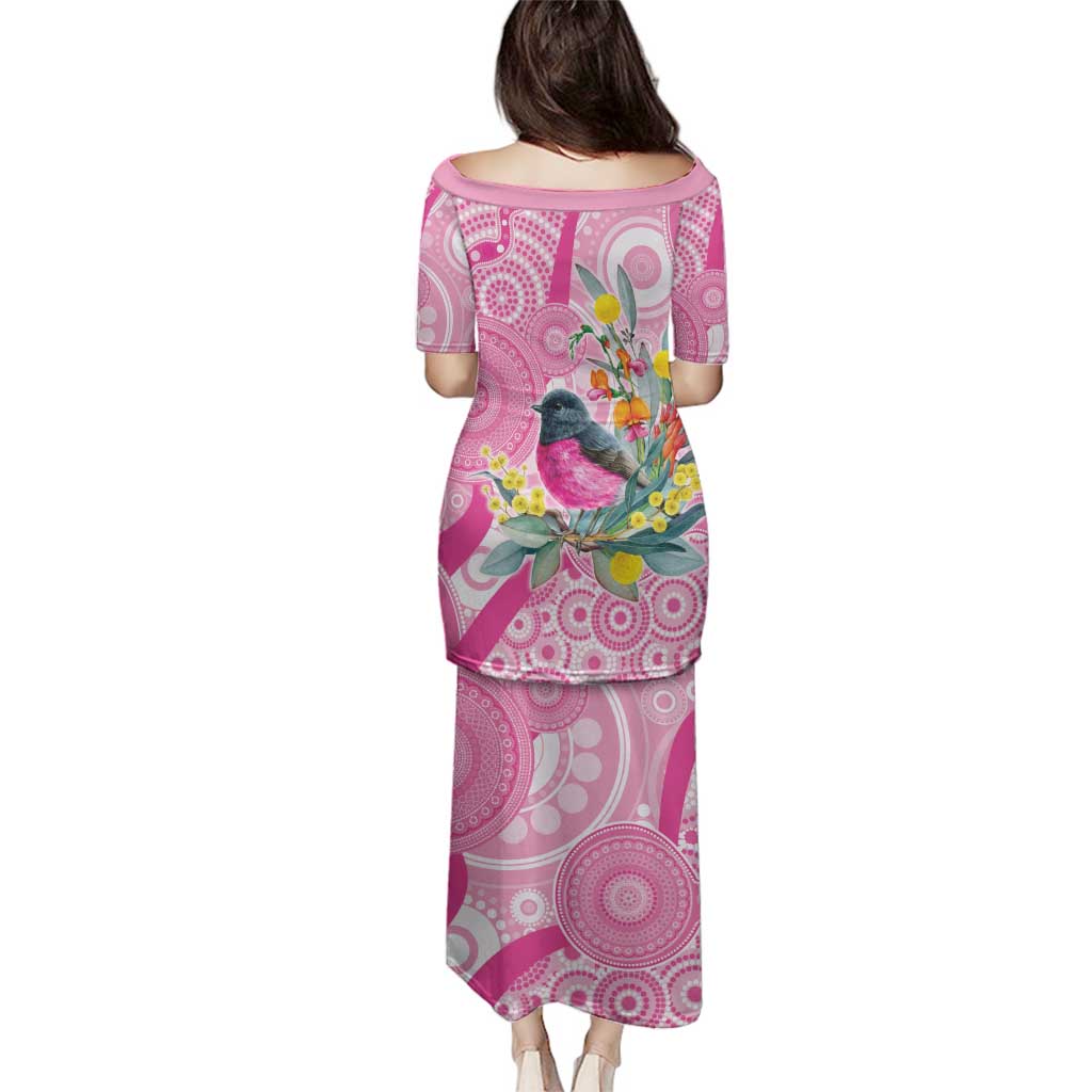 Pink Robin Aboriginal Inspired Family Matching Puletasi and Hawaiian Shirt - Aussie Hoodie