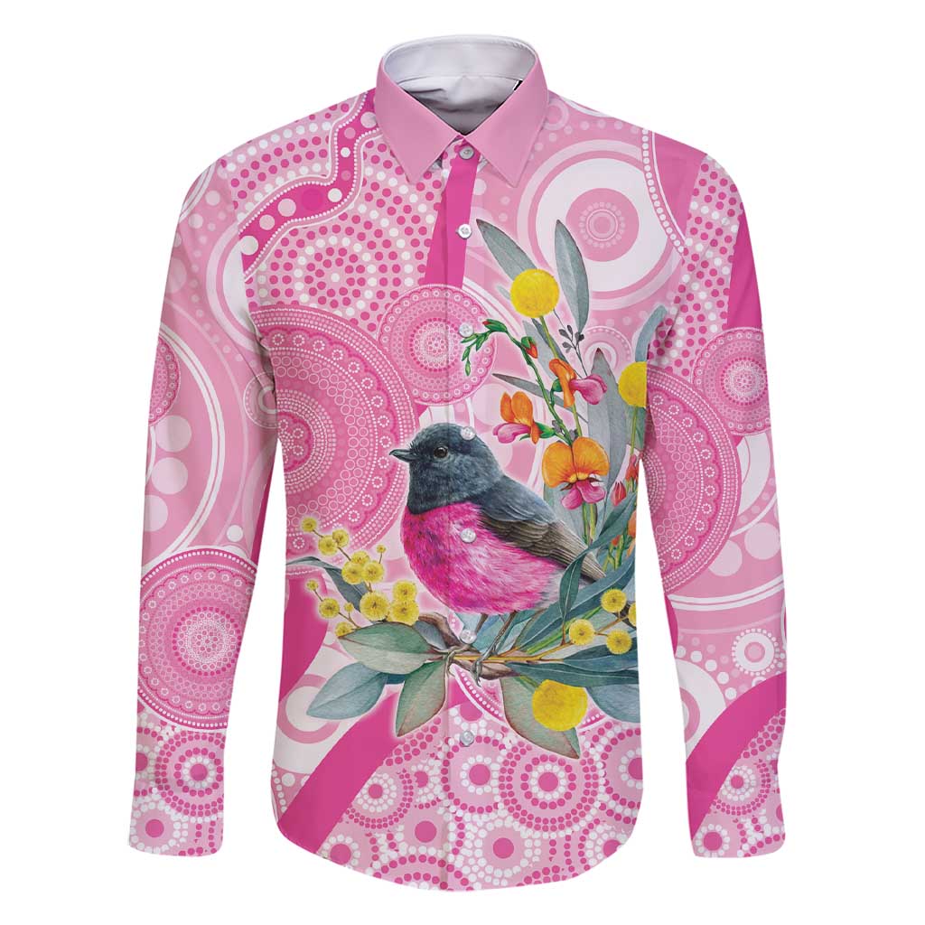 Pink Robin Aboriginal Inspired Family Matching Short Sleeve Bodycon Dress and Hawaiian Shirt - Aussie Hoodie