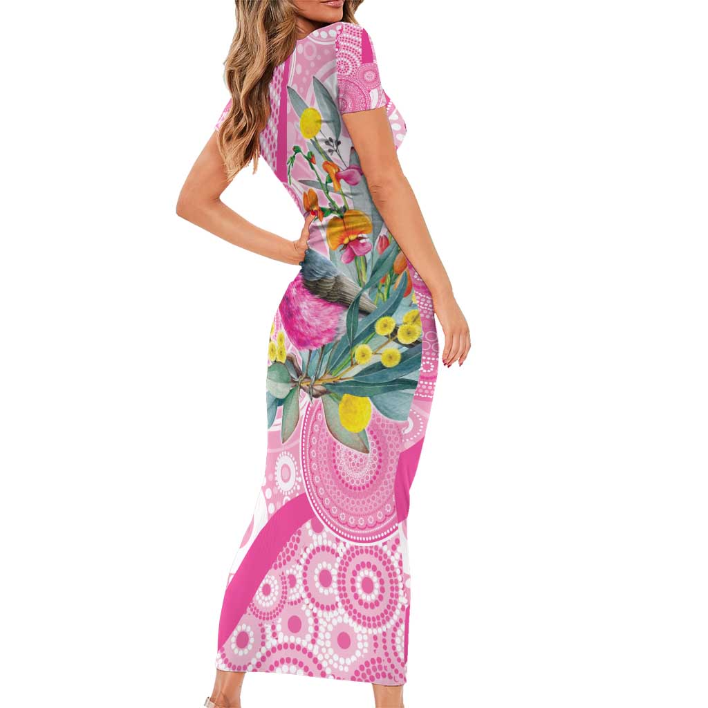 Pink Robin Aboriginal Inspired Family Matching Short Sleeve Bodycon Dress and Hawaiian Shirt - Aussie Hoodie