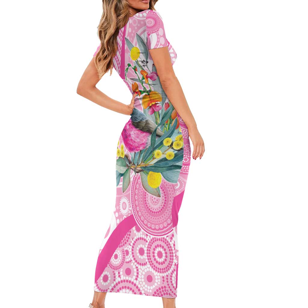 Pink Robin Aboriginal Inspired Family Matching Short Sleeve Bodycon Dress and Hawaiian Shirt - Aussie Hoodie