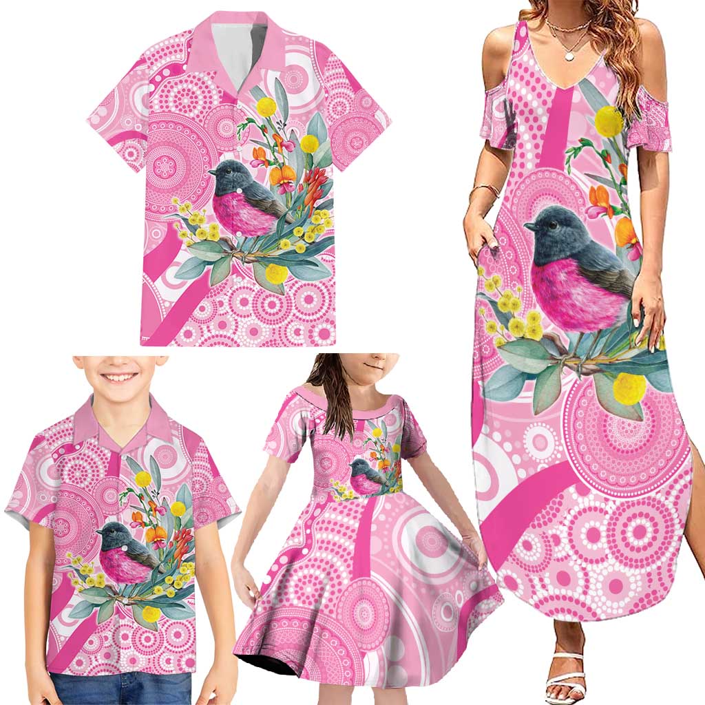 Pink Robin Aboriginal Inspired Family Matching Summer Maxi Dress and Hawaiian Shirt - Aussie Hoodie