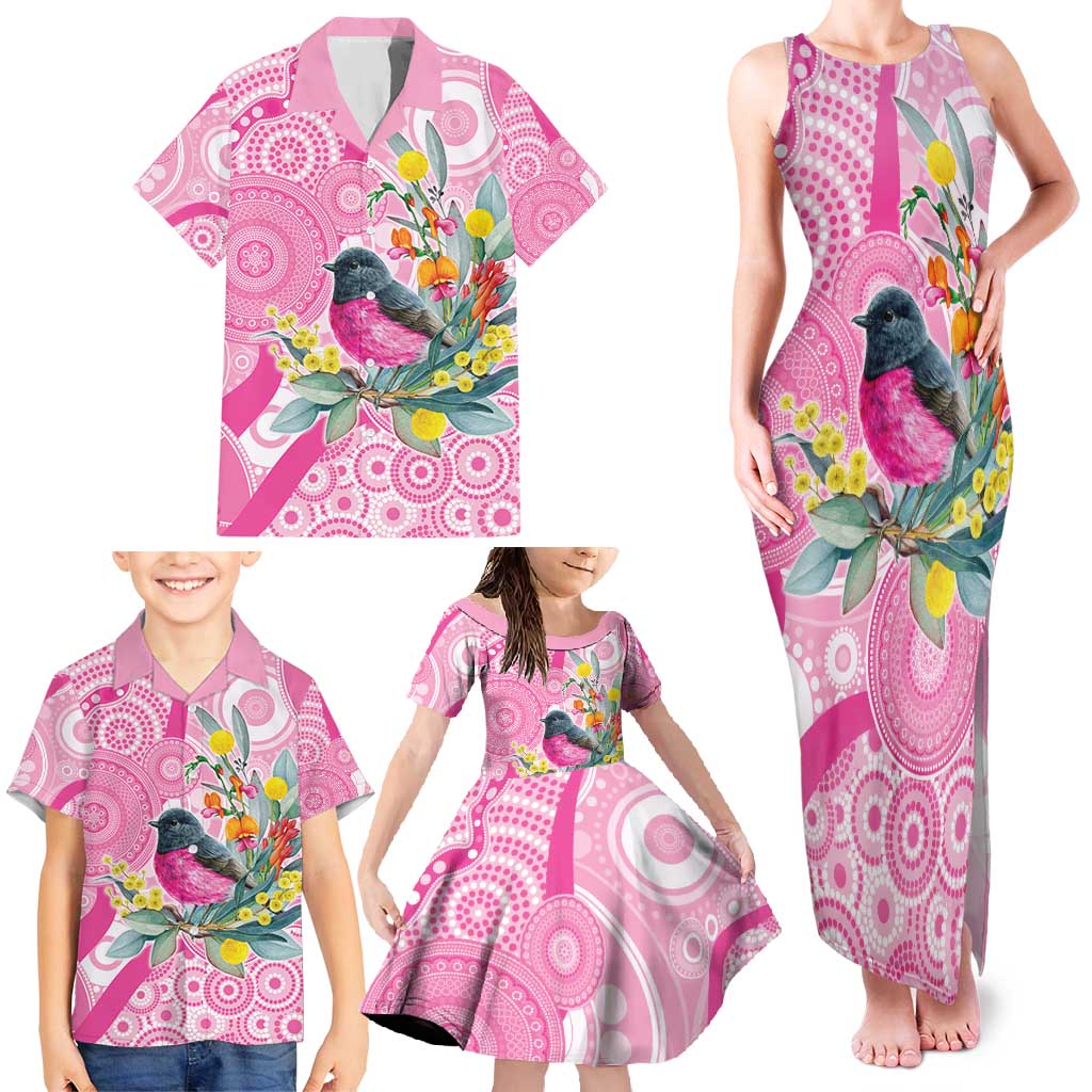 Pink Robin Aboriginal Inspired Family Matching Tank Maxi Dress and Hawaiian Shirt - Aussie Hoodie