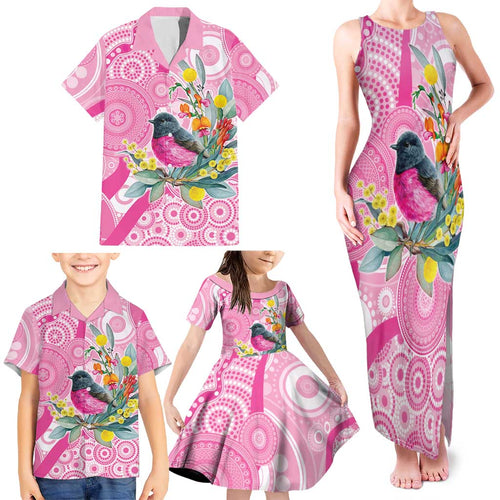 Pink Robin Aboriginal Inspired Family Matching Tank Maxi Dress and Hawaiian Shirt - Aussie Hoodie
