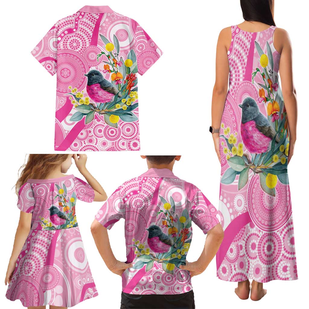 Pink Robin Aboriginal Inspired Family Matching Tank Maxi Dress and Hawaiian Shirt - Aussie Hoodie
