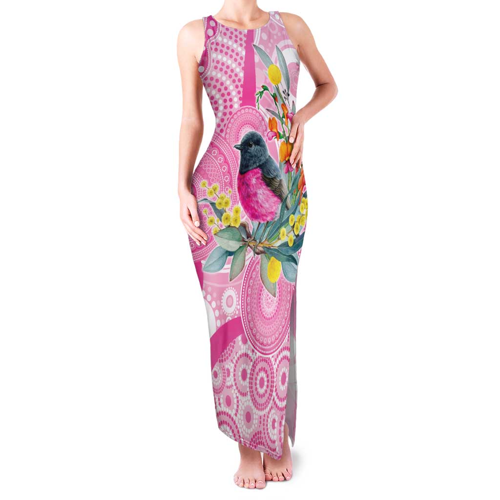 Pink Robin Aboriginal Inspired Family Matching Tank Maxi Dress and Hawaiian Shirt - Aussie Hoodie