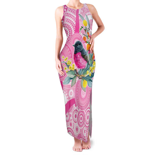 Pink Robin Aboriginal Inspired Family Matching Tank Maxi Dress and Hawaiian Shirt - Aussie Hoodie